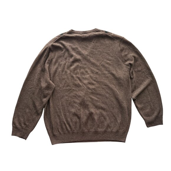 Jos. A. Bank Brown Argyle Sweater Executive Collection 80% Lambs Wool V-Neck XL - Picture 3 of 3